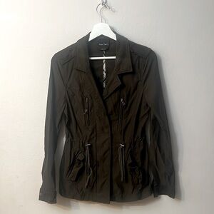 Eden Society green utility jacket size S zipper and snap buttons